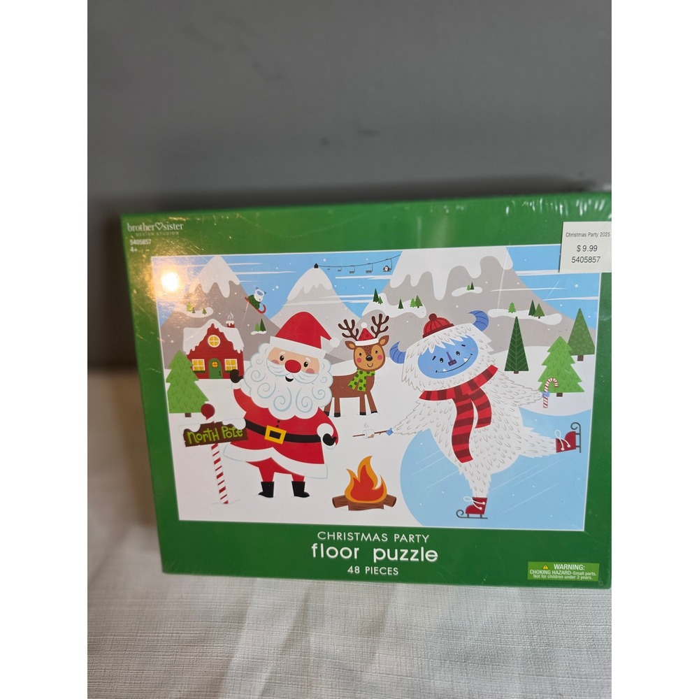 Brother Sister Design Studio Christmas Party Floor Puzzle 48pc Santa Yeti